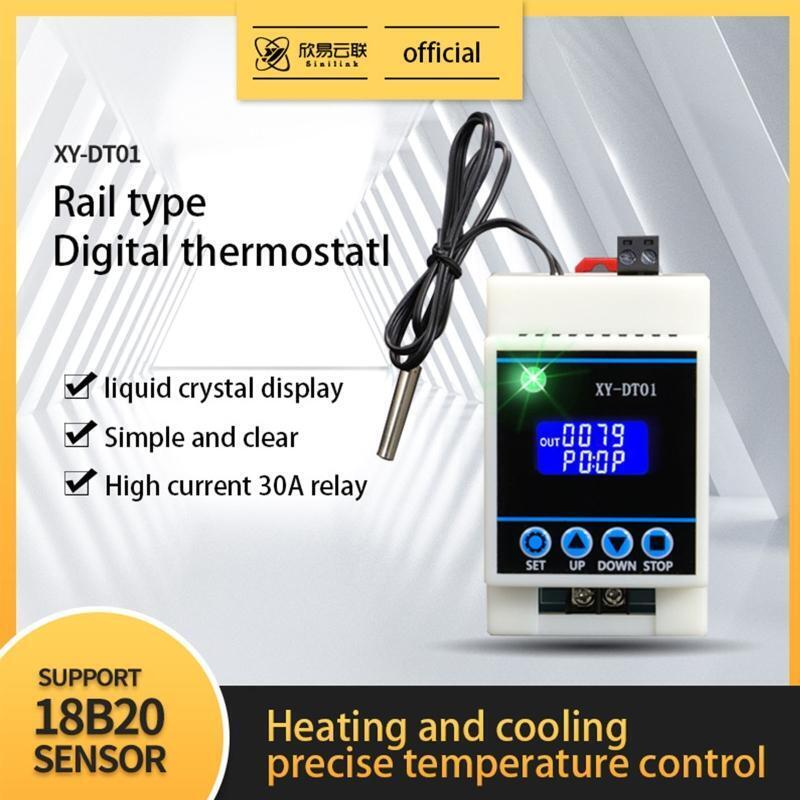 Rail Type Digital Temperature Controller Thermostat Controller 220V 30A 35mm
