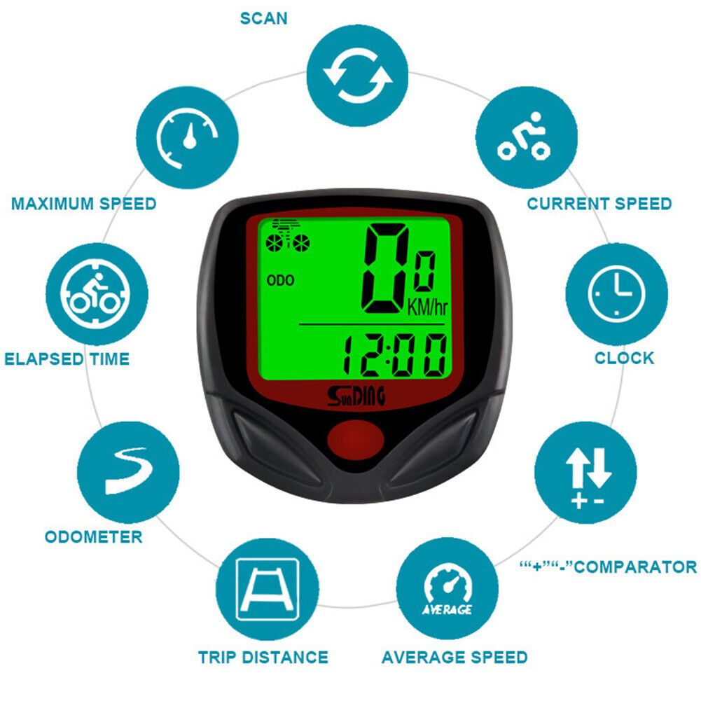 SunDing Bicycle Wired Computers Speedometer Waterproof Cycling Odometer