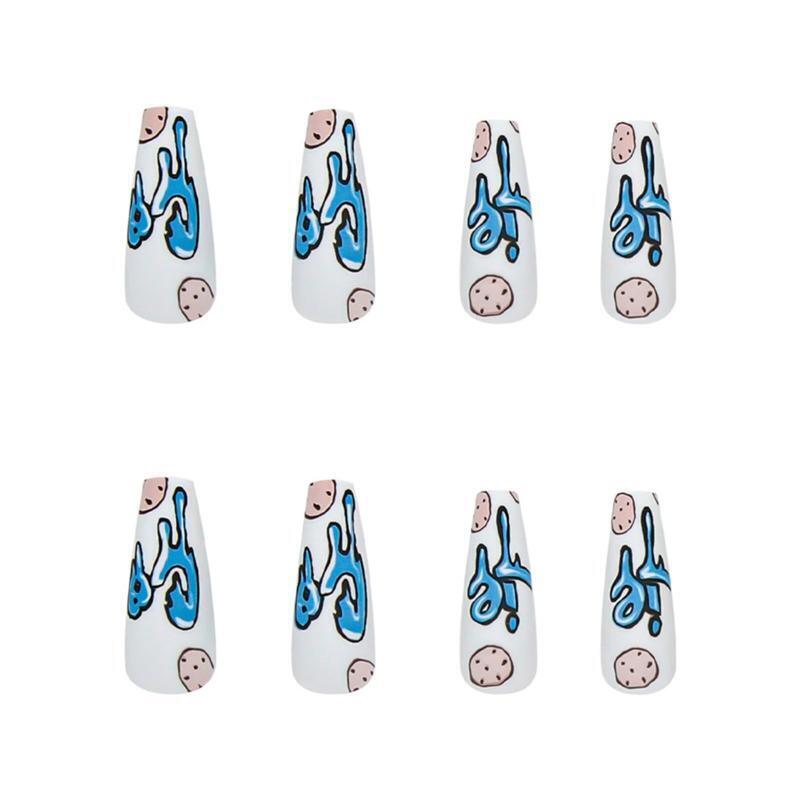 Graffiti Press on Nails Wearable Nail Tips Ballerina Medium Length Cookies