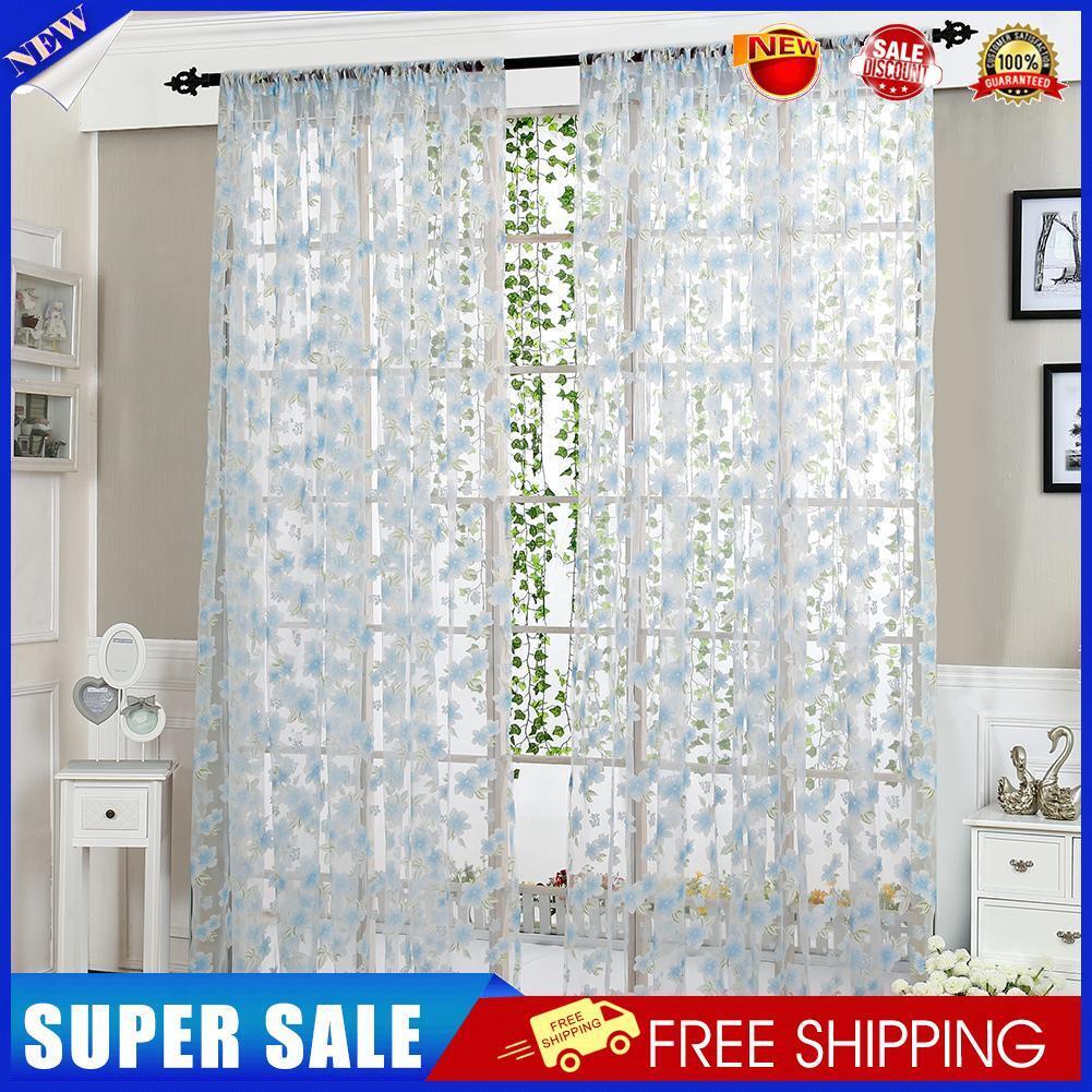Curtain Living Room Bedroom Home Door Window Curtain (Light Blue)