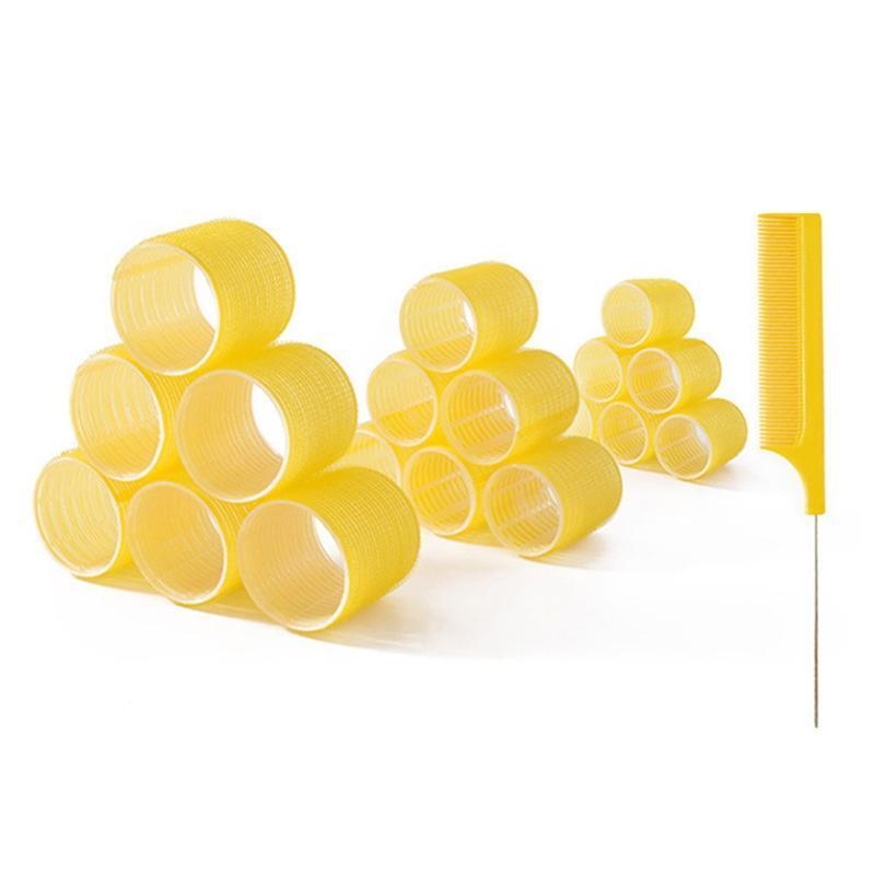 19pcs Self Grip Hair Roller with Tail Comb Set Salon Hair Dressing Curlers DIY