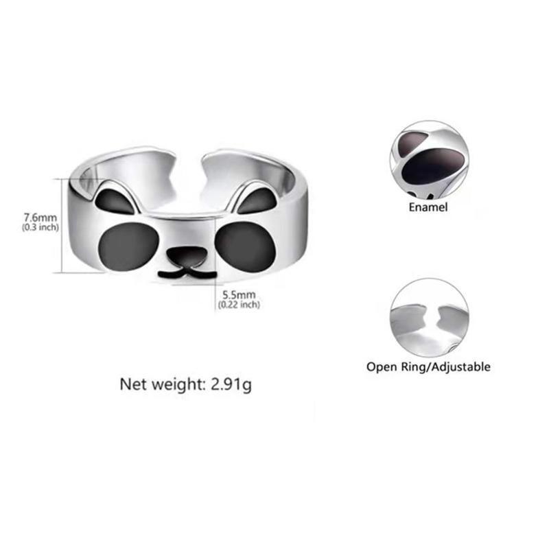 Panda Statement Ring Animal Rings Open Adjustable for Women Graduation Gift