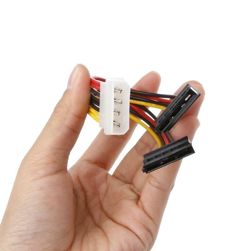 Molex 4Pin Male To 2X Serial ATA 15Pin Female Y Splitter ATA Power Cable 15cm