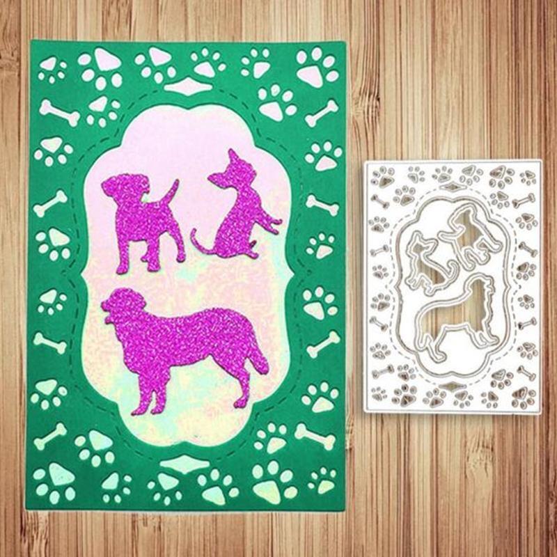 Cat Dog Bone Footprint Metal Cutting Dies Stencil Scrapbooking DIY Album Stamp