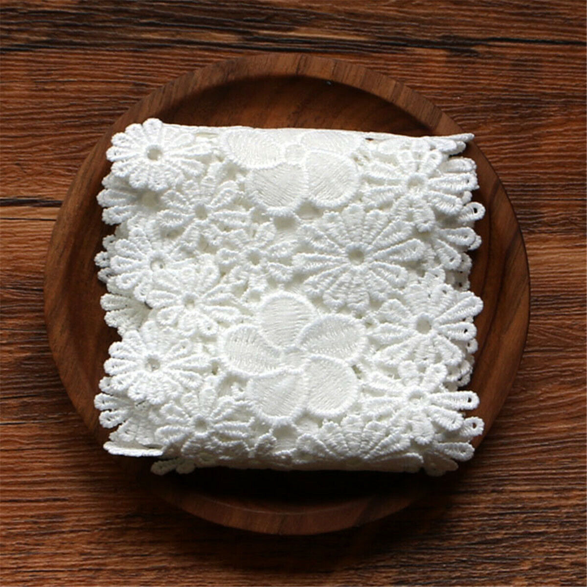 White Floral Lace Trim Fabric Ribbon Embroidered DIY Sewing Wedding Dress Craft