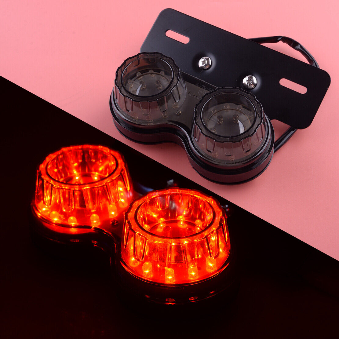 Motorcycle Twin Dual Tail Turn Signal Brake License Plate Integrated Light top