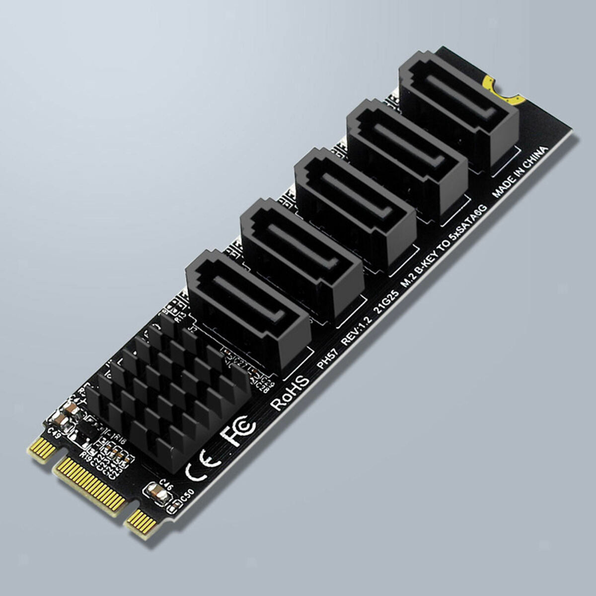 Expansion Card SATA3 6Gbps 5 Port Support SSD HDD Hard Disk Internal .2