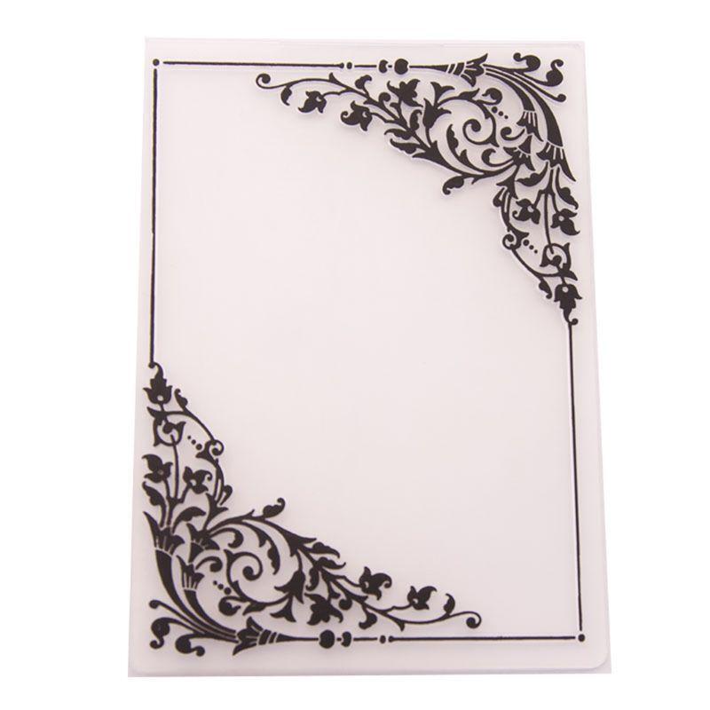 Flowers Corner Plastic Embossing Folder Template DIY Scrapbook Photo Album Card
