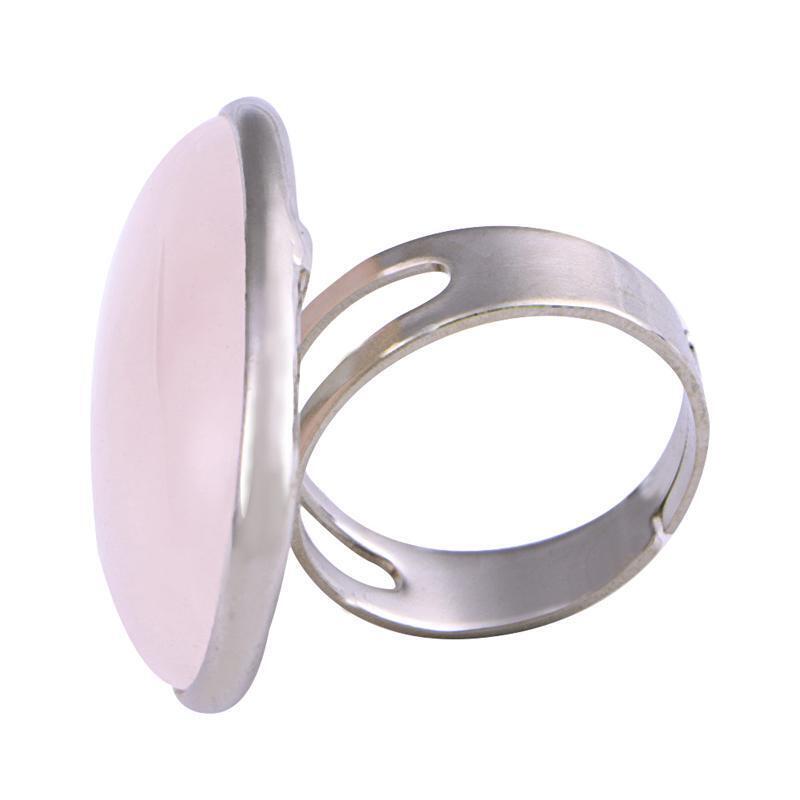 Cute Lady Rose Quartz Heart Love Adjustable Ring Jewelry 1.4x1.1"