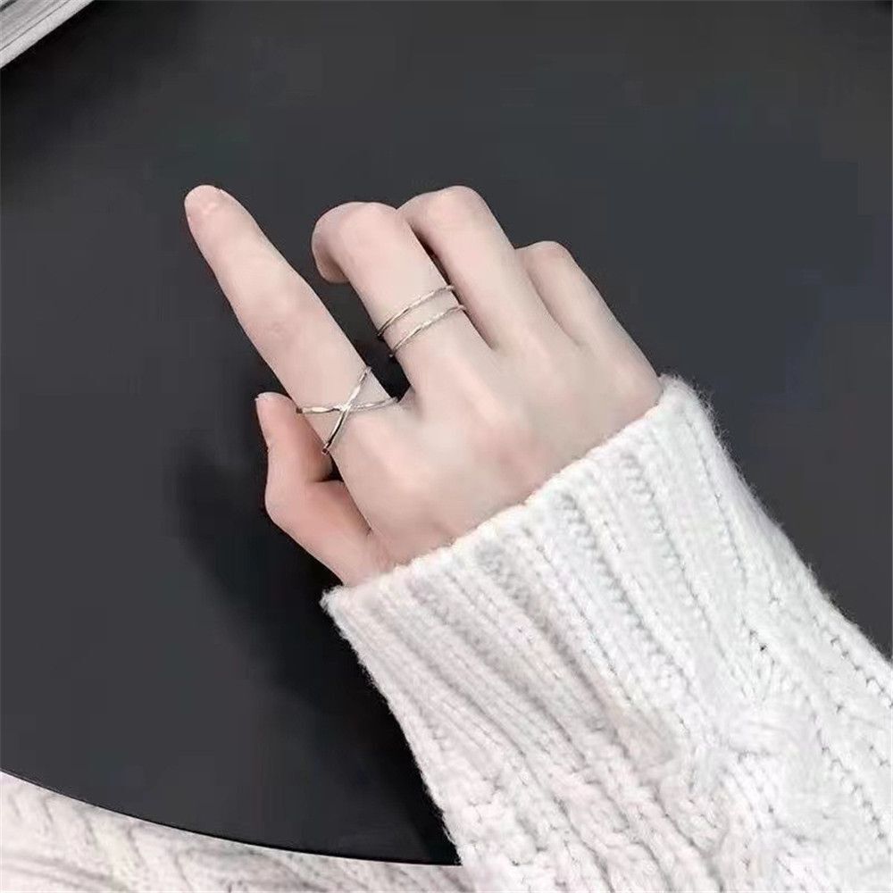 Gift Minimalist Jewelry Aesthetic Women Ring Set Trendy Geometric Punk Ring