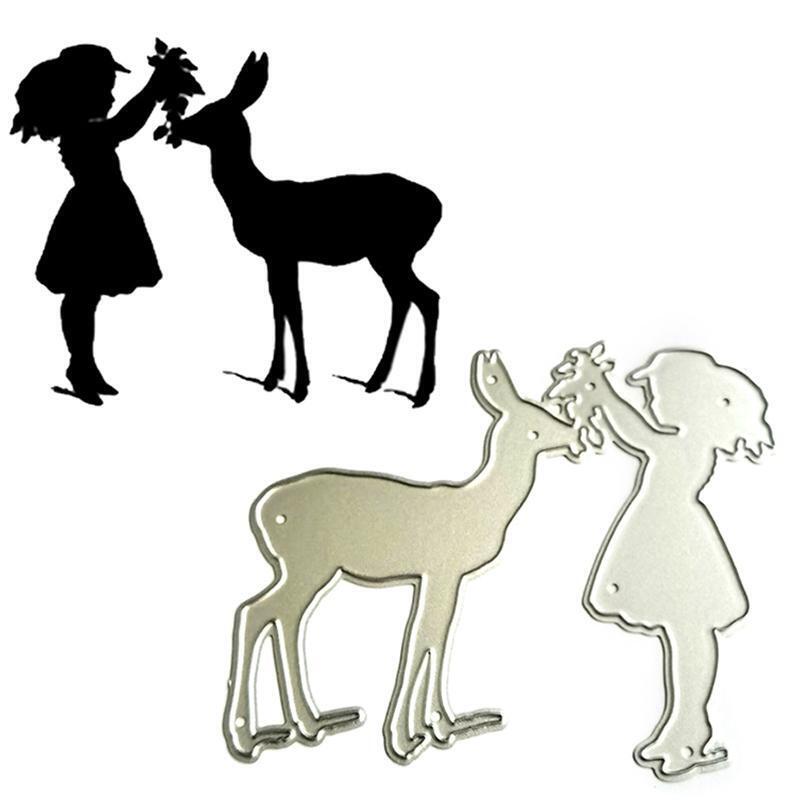 Girl Deer Metal Cutting Dies Stencil Die Cut DIY Scrapbooking Album Paper Card
