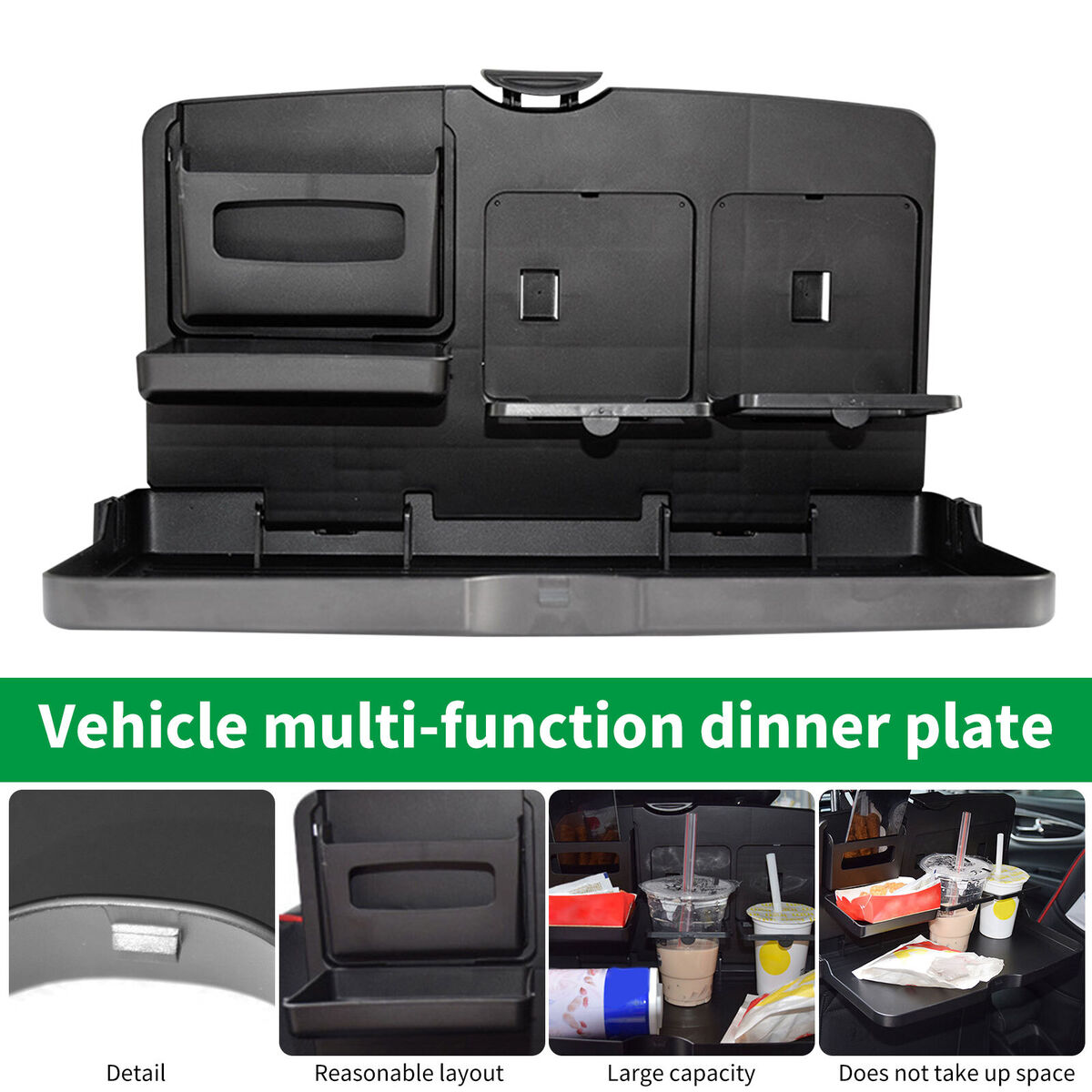 Car Food Seat Back Tray - Vehicle Organizer for Meals Tray with Cup Holder