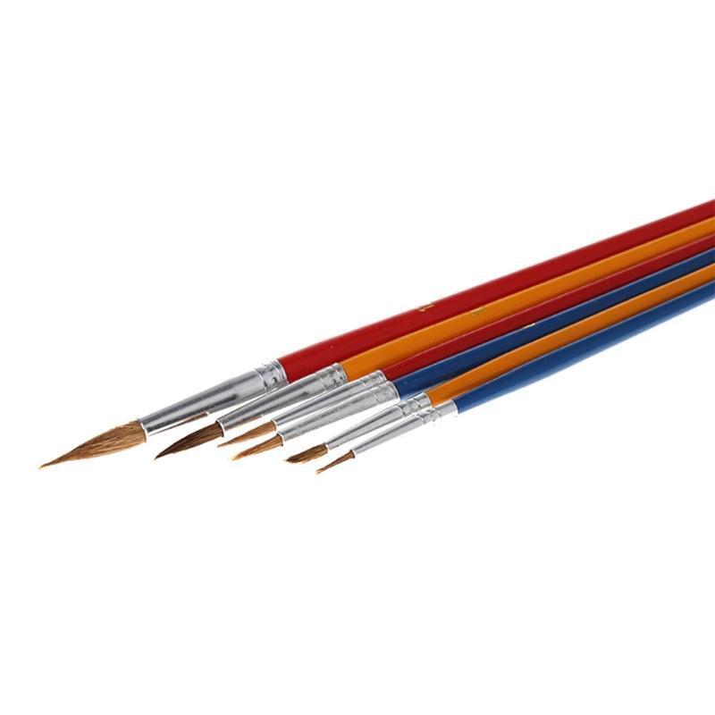 6pcs Two Type Wooden Nylon Painting Drawing Oil Paint Artist Practice Brushes