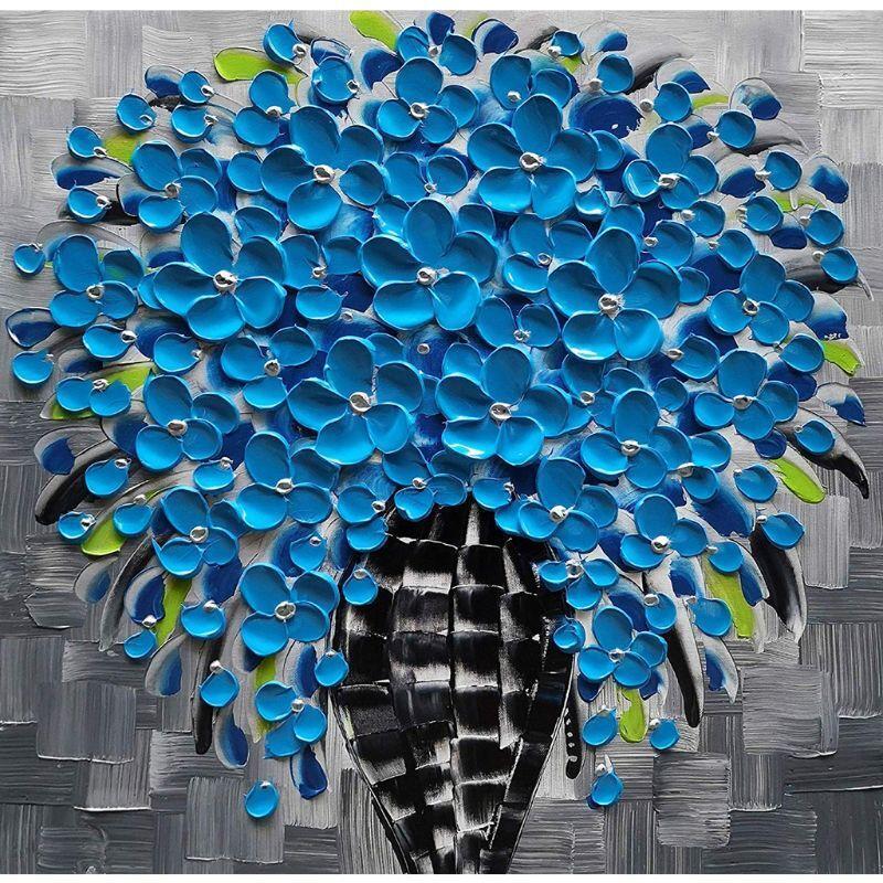 Blue flower 5D Round Shaped Diamond Painting Rhinestone Crystal Kit