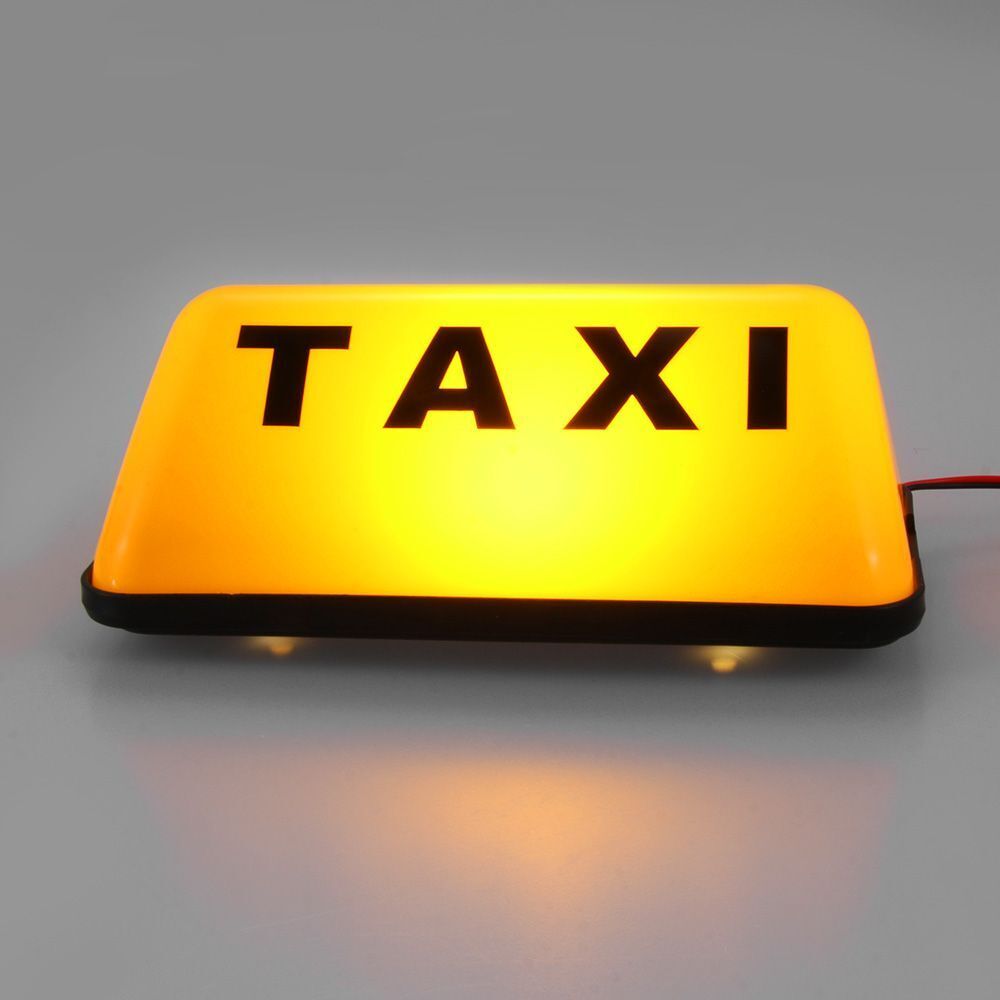 Yellow Base Adhesive Universal Taxi Sign Car Sign Lamp Cab Roof Top Topper 12V