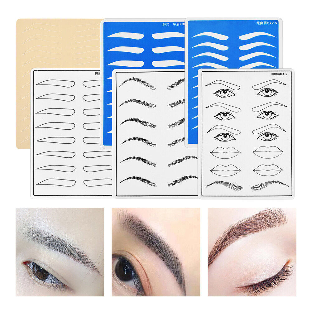 6pcs Set Tattoo Practice Skin Permanent Makeup Eyebrows Beginner Training