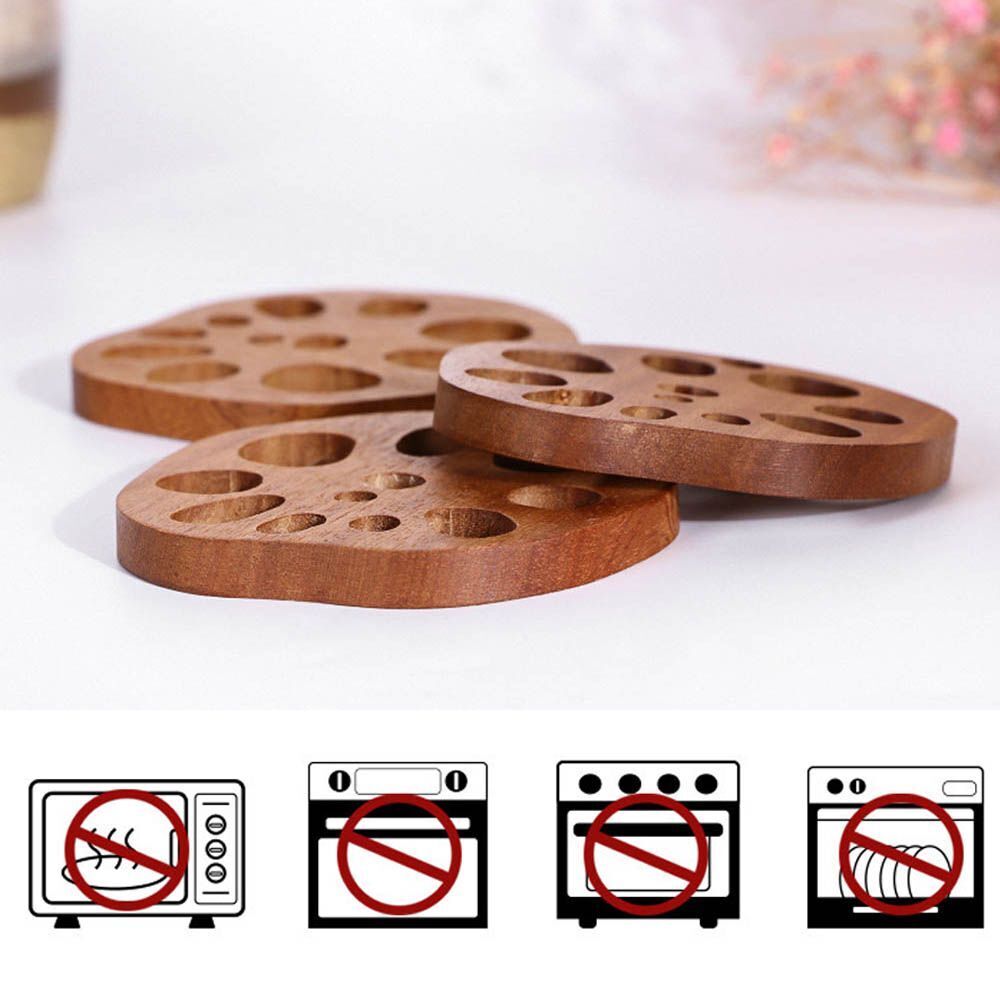 Coasters Dining Decor Coffee Mug Pad Tea Cup Mats Lotus Root Slice Wood Pads