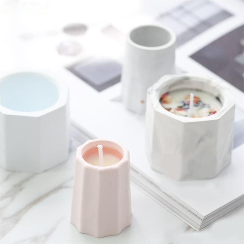 Round Candle Jar Silicone Molds for DIY Cement Concrete Plaster Square Mould