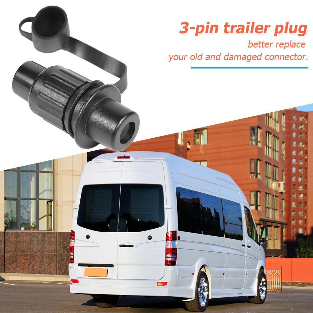 3 Pin 12V EU Waterproof Cable Connector Socket Plug for Trailer Caravan