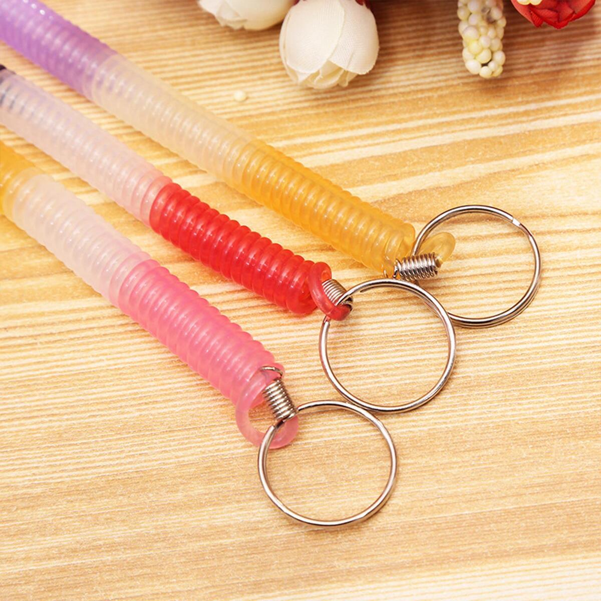 50x Spring Coil Keychain Stretchy Retractable Keyring Stretch Cord Lanyard