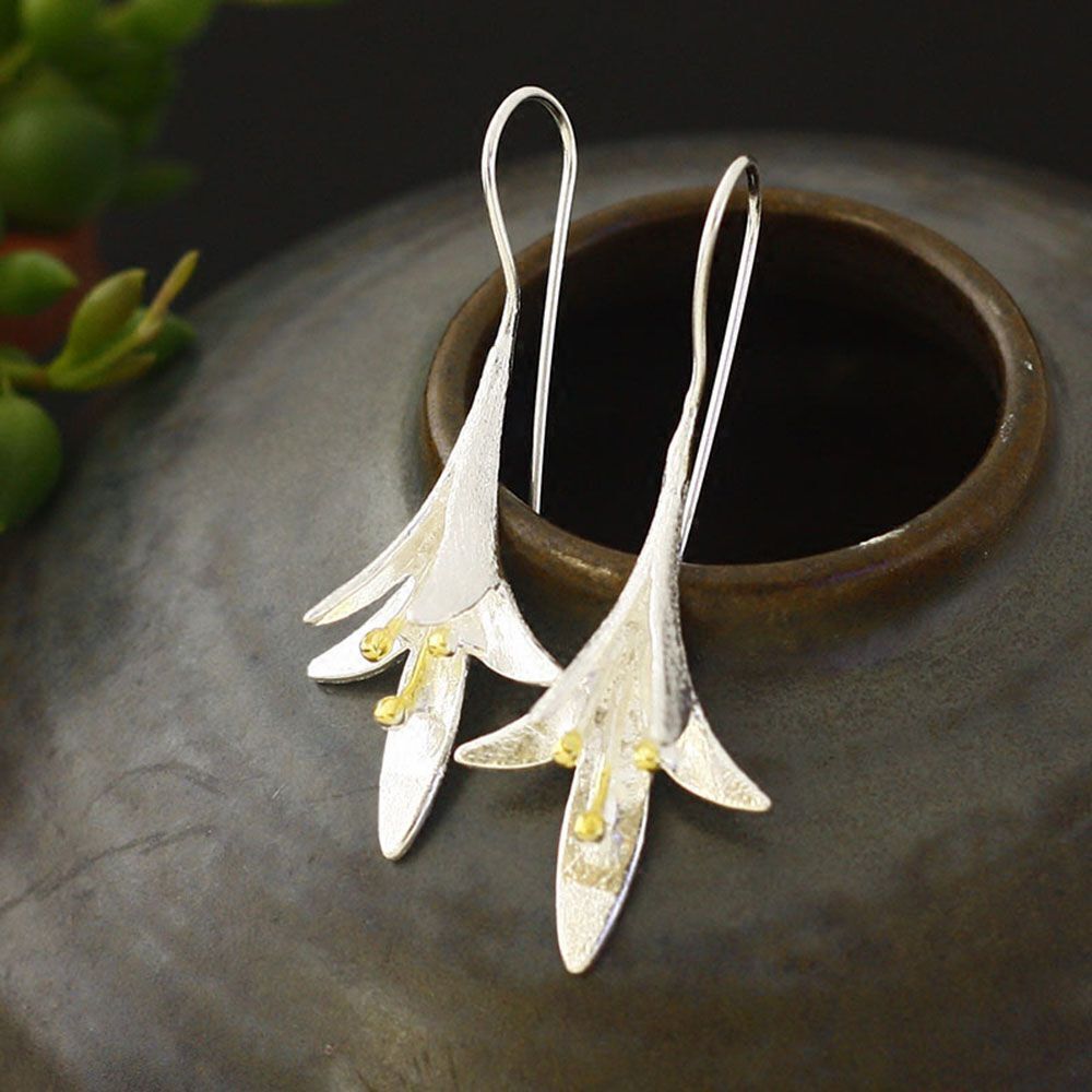 Women Drop Earrings Dangle Stud Jewelry Crack Shell Flower Petal Earrings