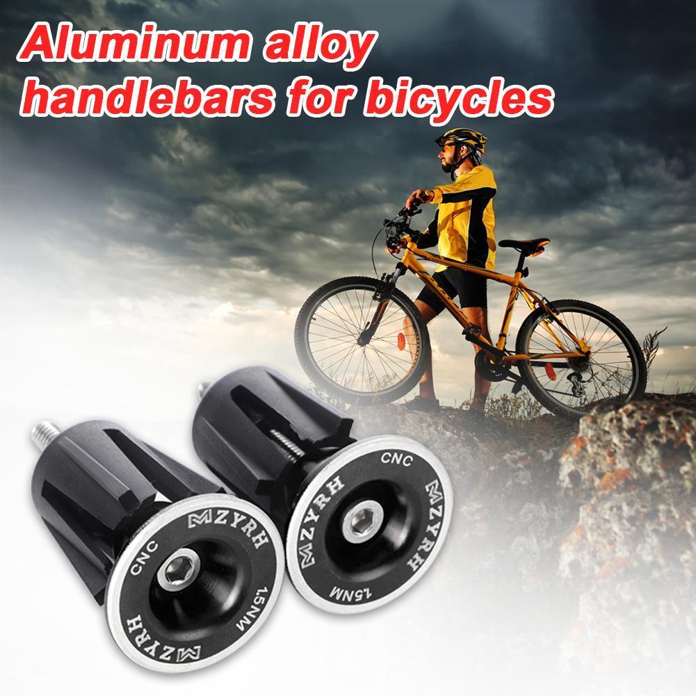 1 Pair Aluminum Bicycle Handlebar Cap Grip Bike Handlebar End Plug (Black)