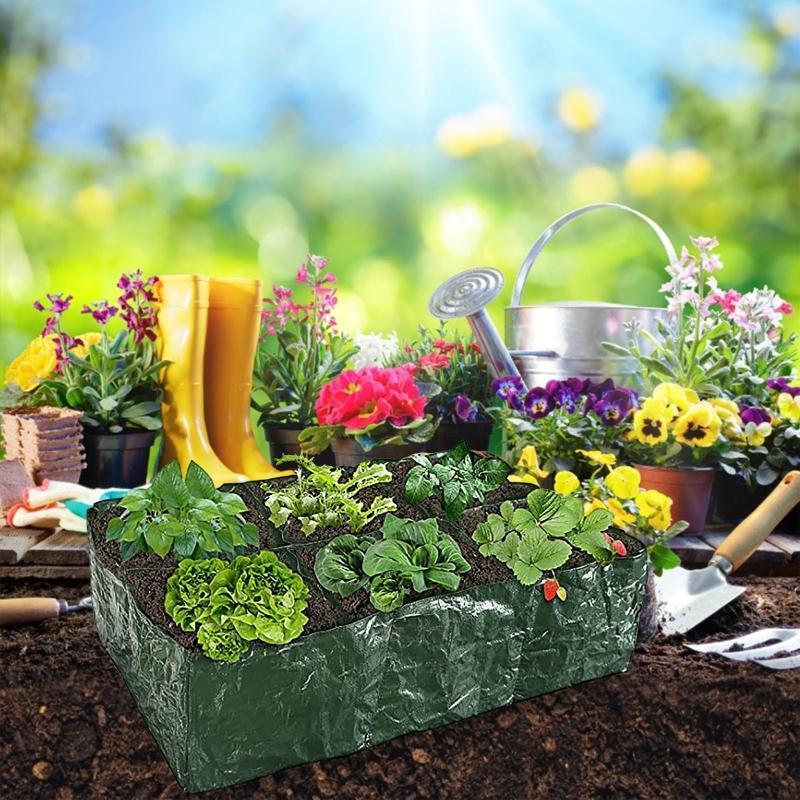 6 Divided Grids Raised Garden Planter Grow Pot for Outdoor Herb Flower Plants