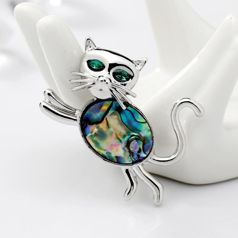 Cute Cat Shell Cartoon Brooch Collar Pin Corsage Animal Badges Dress Accessories