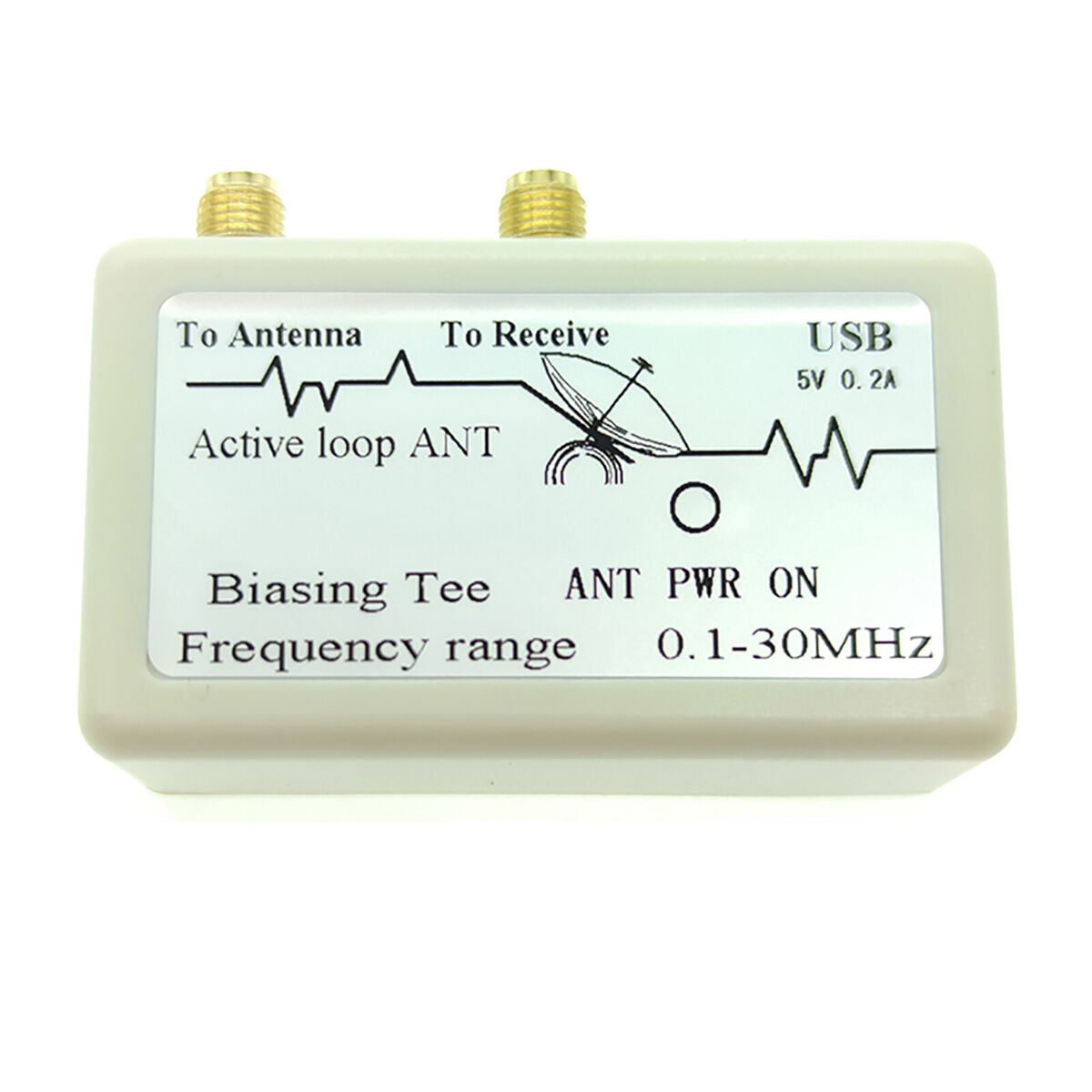 Active Loop ANT Antenna SMA 5V Bias-T Power Supply Unit SMA Female Connector A2U