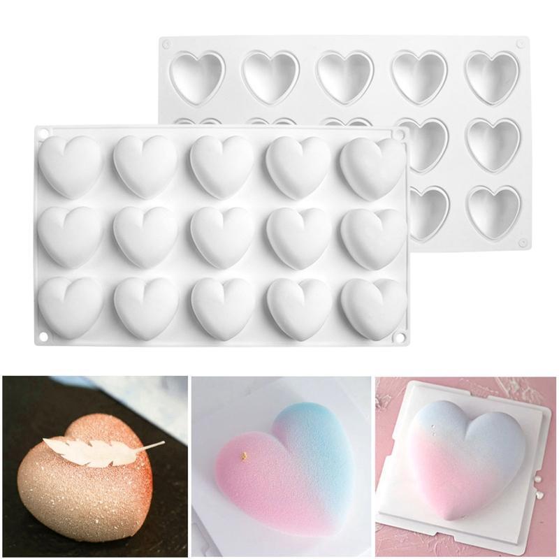 15-Cavity Christmas Cute Heart Shape Mold Silicone Craft Clay Jelly Decorating