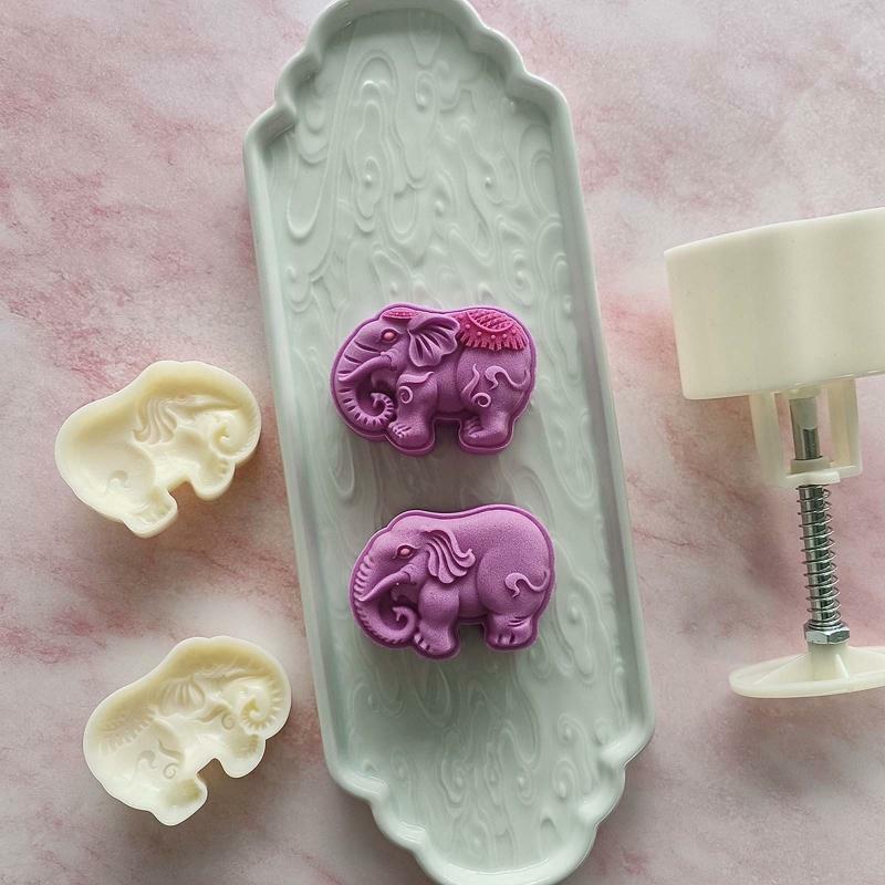75g Moon Cake Moulds Elephant Shaped DIY Baking Moulds for Mid-Autumn Festival