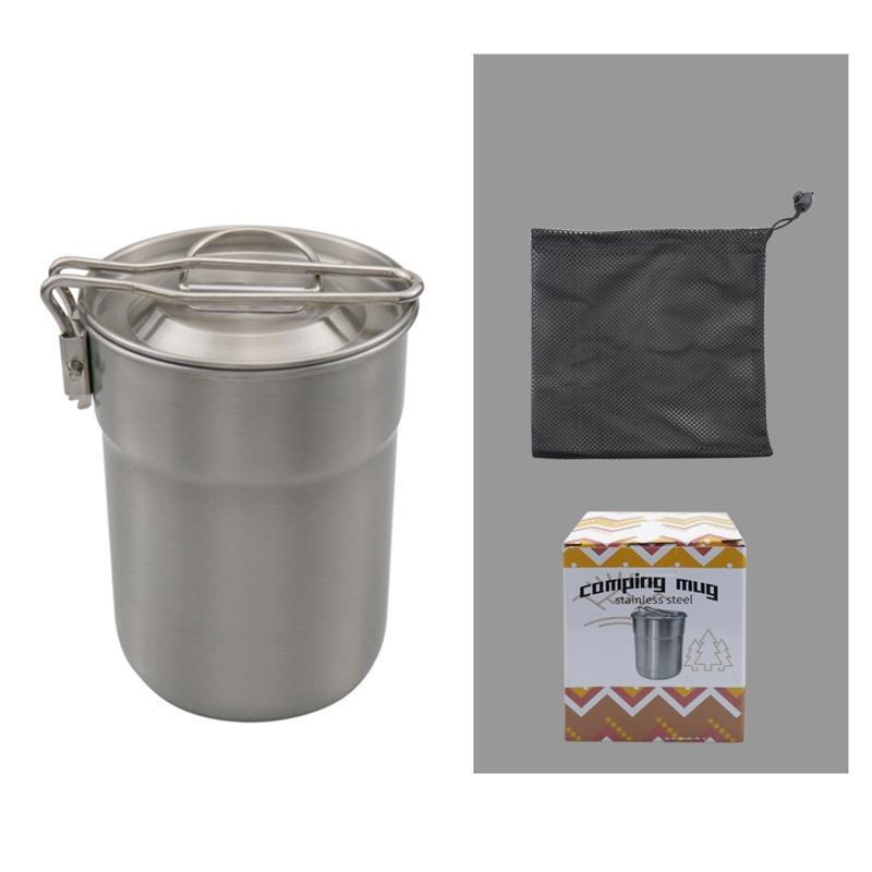 304 Stainless Steel Coffee Cup with Foldable Handle Sealing Lid Drinking