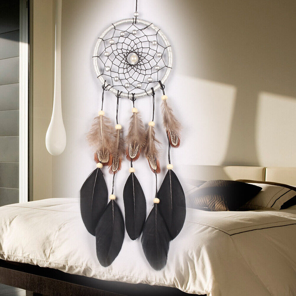 Black Feather Dream Catcher Feather Bead Wall Hanging Decor Home Decoration