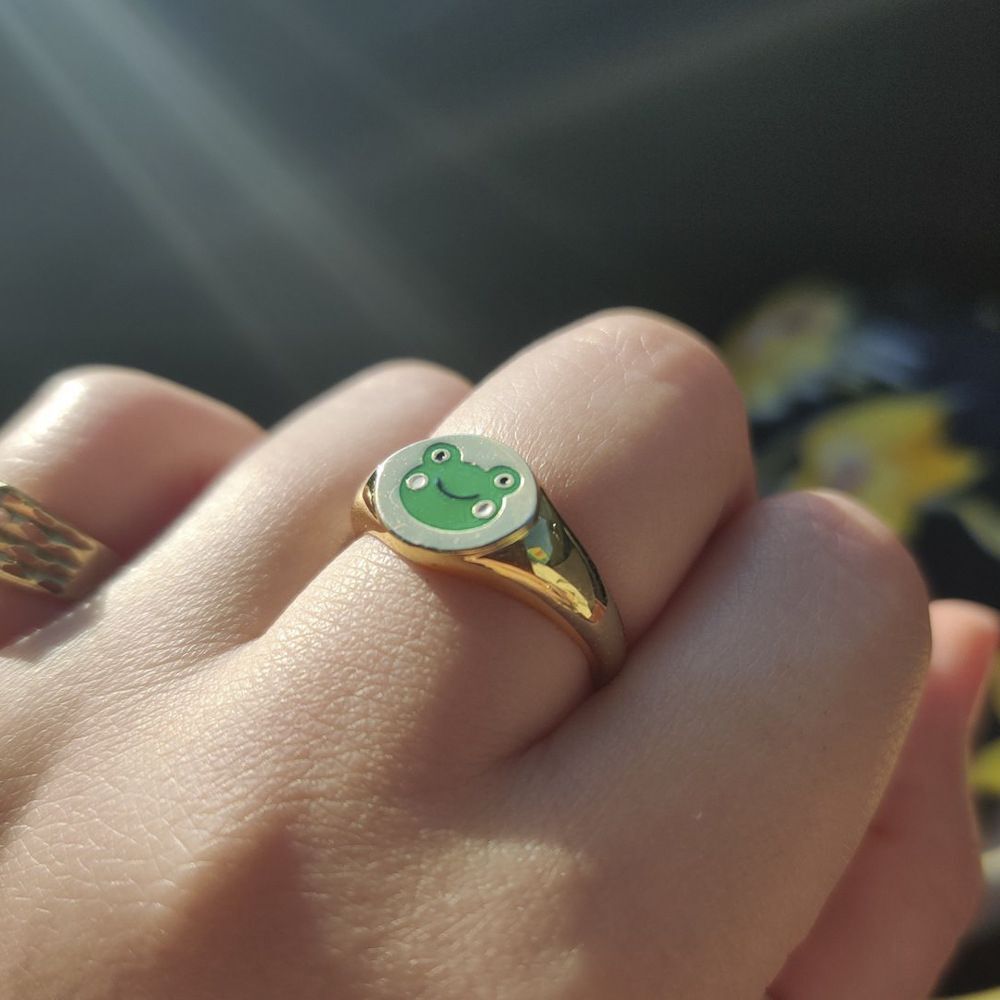 Fashion Cute Fairy Tale Simplicity Frog Cartoon Animals Tail Ring Joint Ring