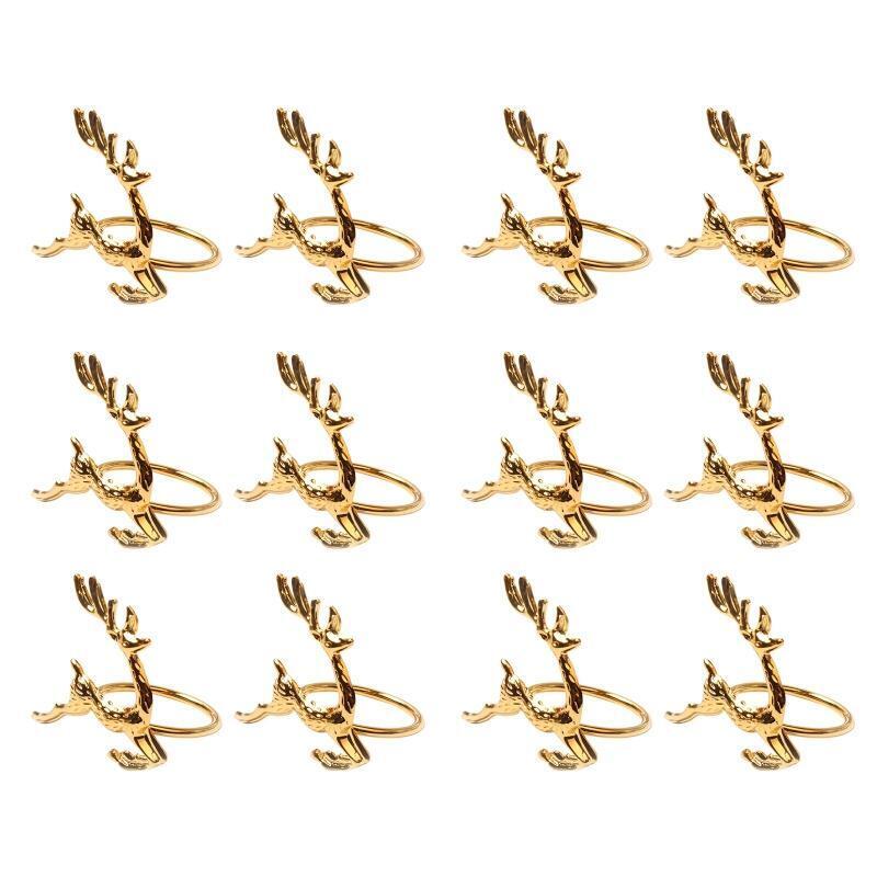 12 Pieces Chic Elk Napkin Ring Cute Christmas Deer Napkin Rings Holder Buckles