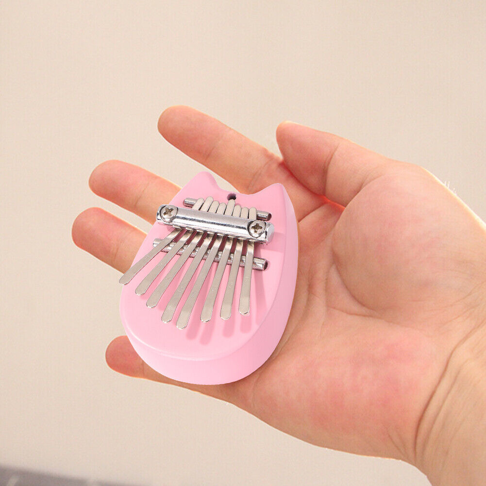 Mini Cat 8-Key Pine Plate Kalimba Finger Piano Musical Mbira Sanza Pink
