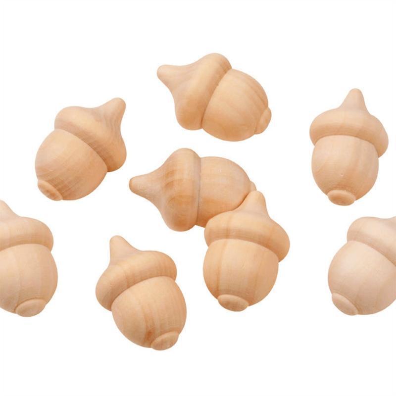 Wooden Acorns Counting & Sorting Kit - Unfinished Wood Set of 20 Acorns and 6 Bo