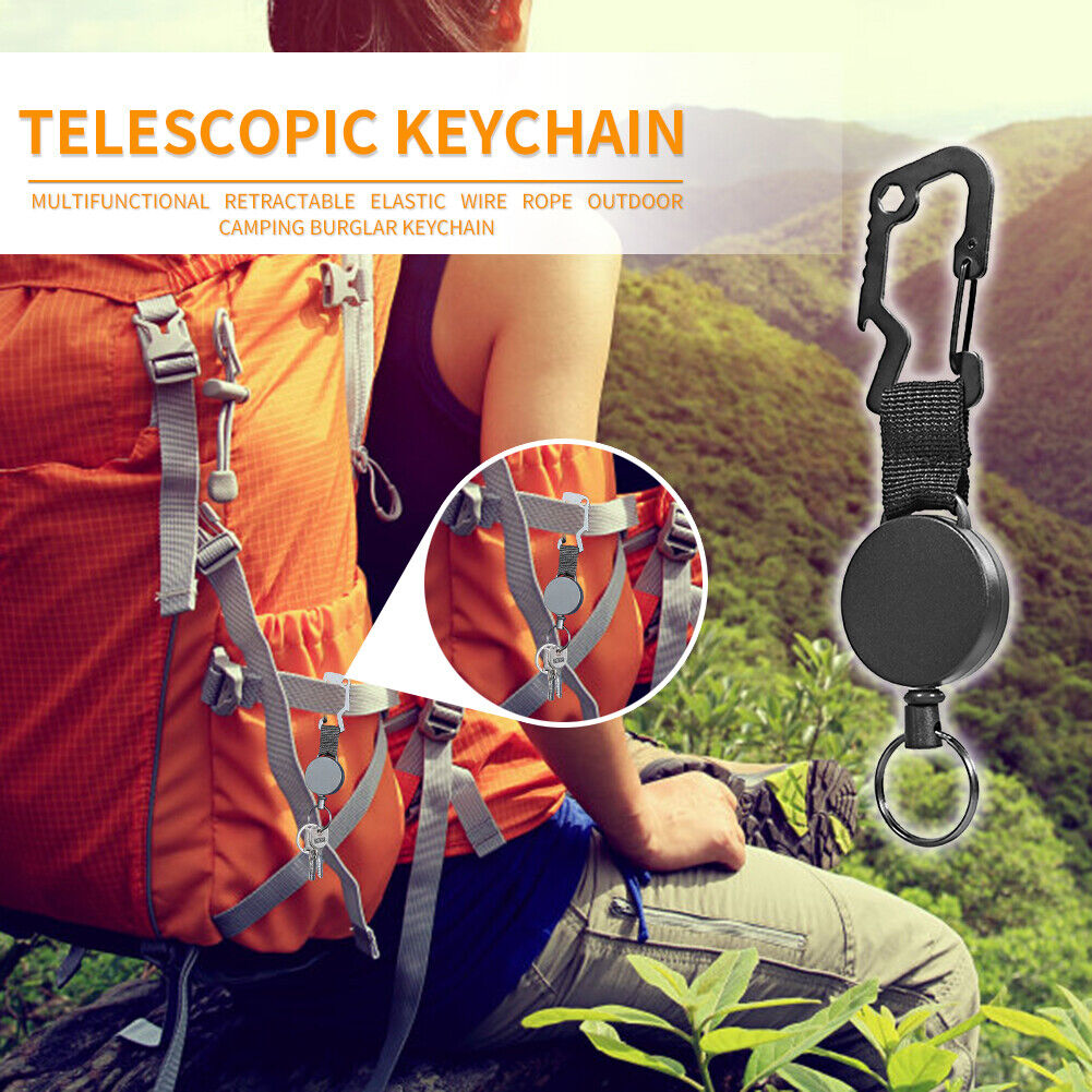Retractable Elastic Wire Rope Outdoor Camping Burglar Anti-lost Keychain