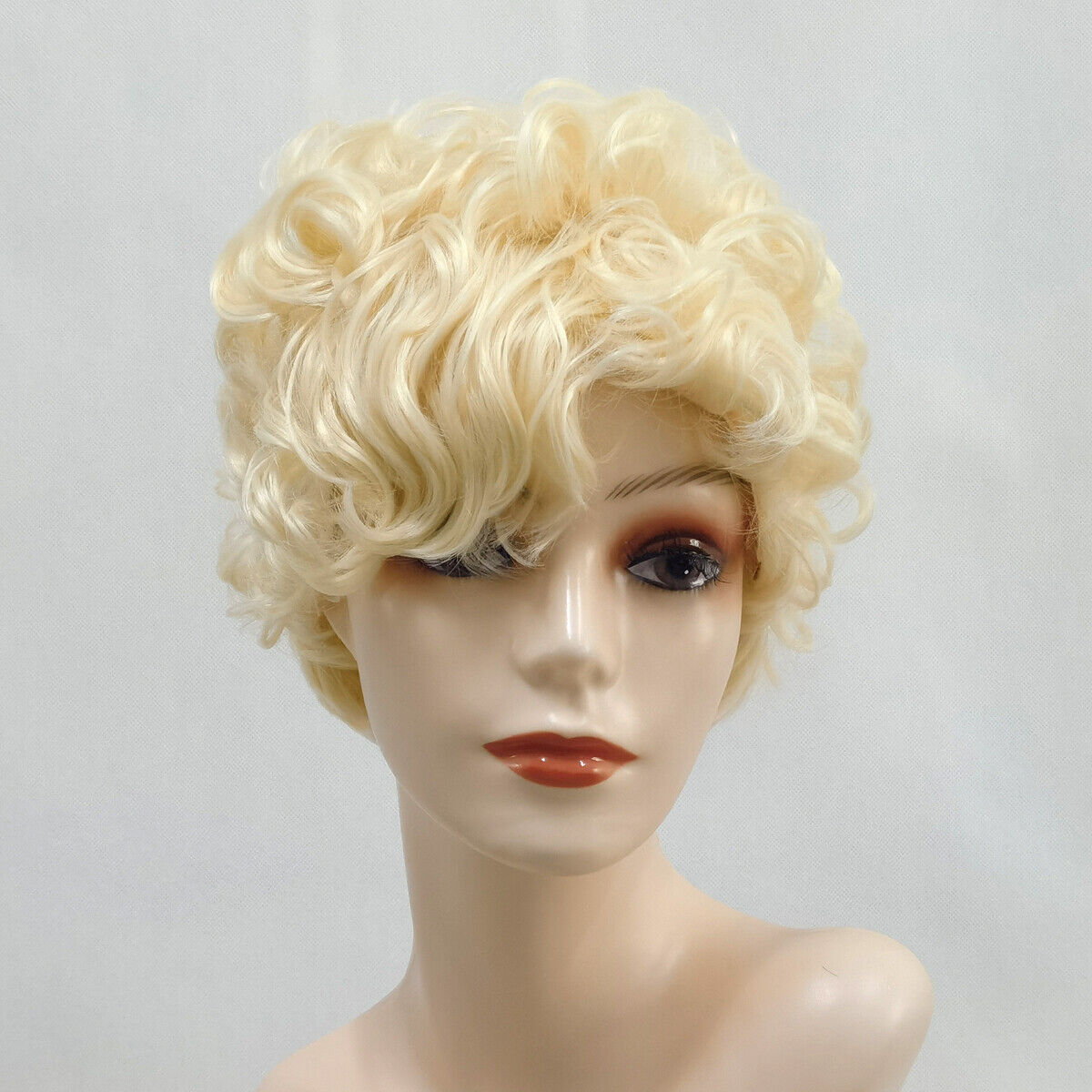 Short Platinum Blond Afro Curly Pixie Cut Wig Synthetic Hair for Women Party Wig