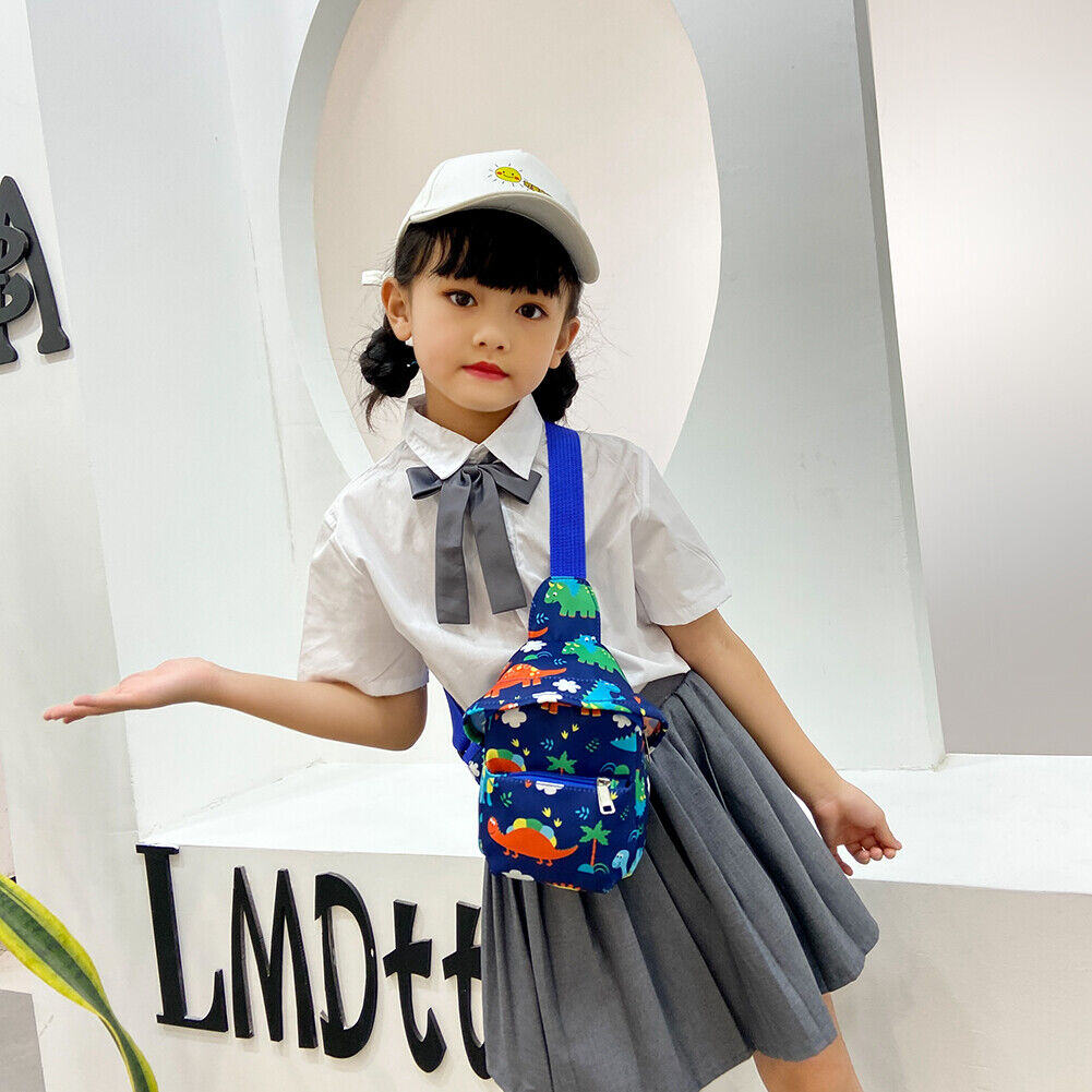 Cute Cartoon Print Chest Bag Children Mini Hats Nylon Messenger Bags (Blue)