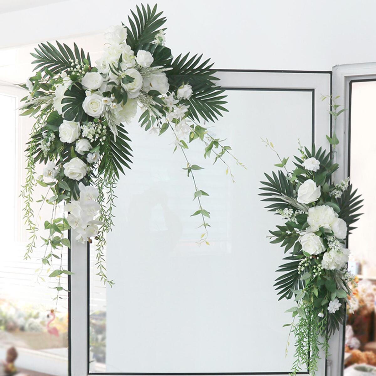 2x Silk Wedding Arch Flowers Kit Eucalyptus Leaf Garland for Window Wedding