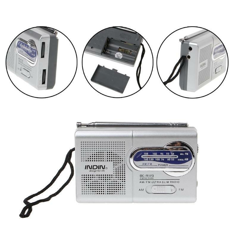BC-R119 Portable Mini Radio 2-Band AM FM World Receiver Retractable Antenna DC