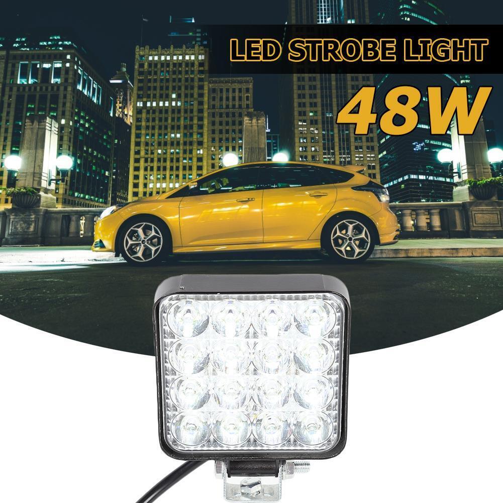 Square 48W 16 LED Flash Strobe Light Warning Lamp for Car Truck Motorcycle