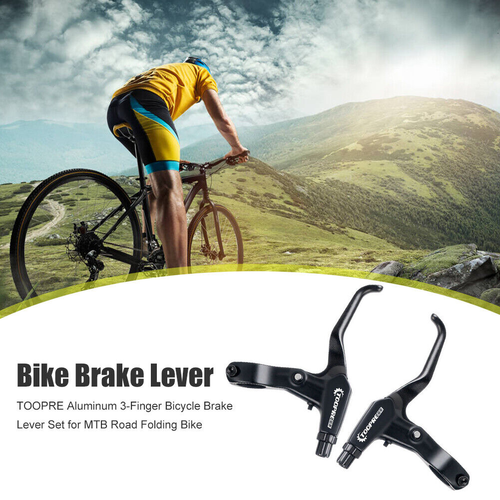 TOOPRE Aluminum 3-Finger Brake Lever Set for MTB Road Folding Bike (Black)