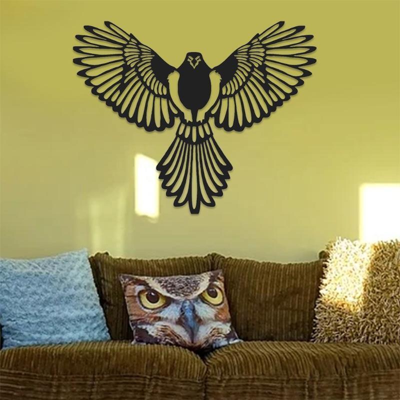 Metal Eagle Wall Art Decor Iron Animal Bird Silhouette Sculpture Garden Ornament