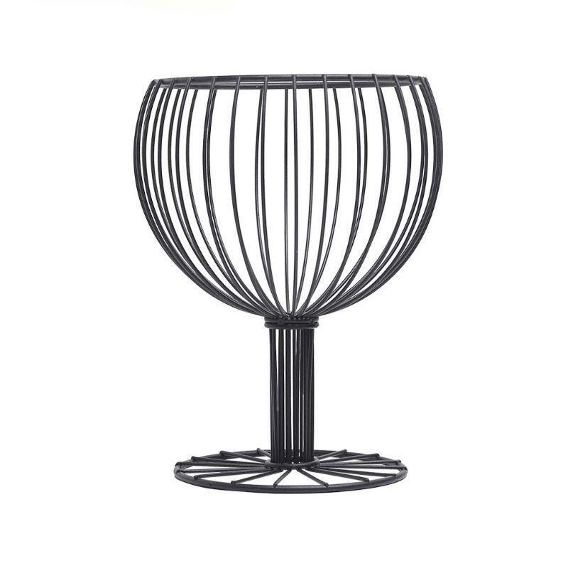 Fruit Basket Vegetable Bowl like Wine Cup Geometric Hollow Iron Crafts Home Room