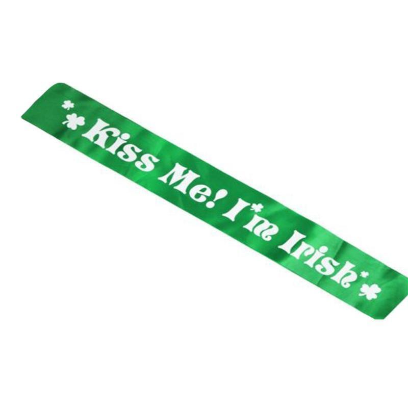 Saint Patricks Day Costume Accessories Set Green Shamrock Clover Headband Sash