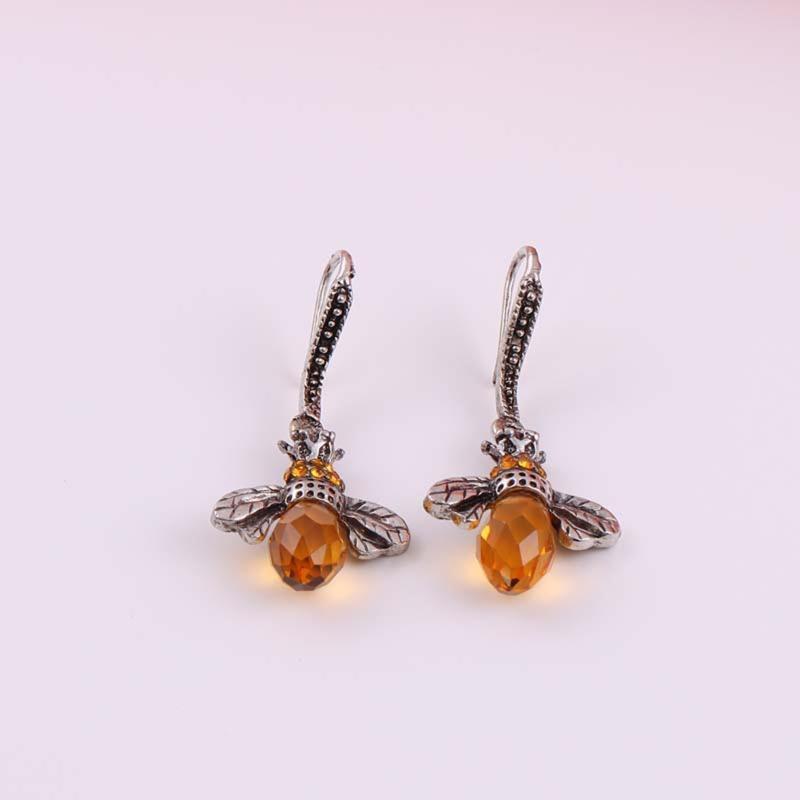 Fashionable Bee Crystal Drop Dangle Earrings Animal Hook Earring Jewelry