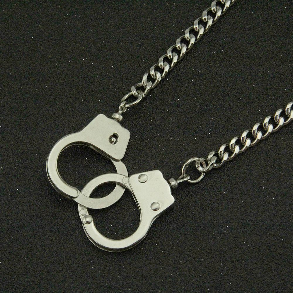 Chain Stainless Steel Punk Necklace Choker Handcuffs Pendant Chain Dark Gothic