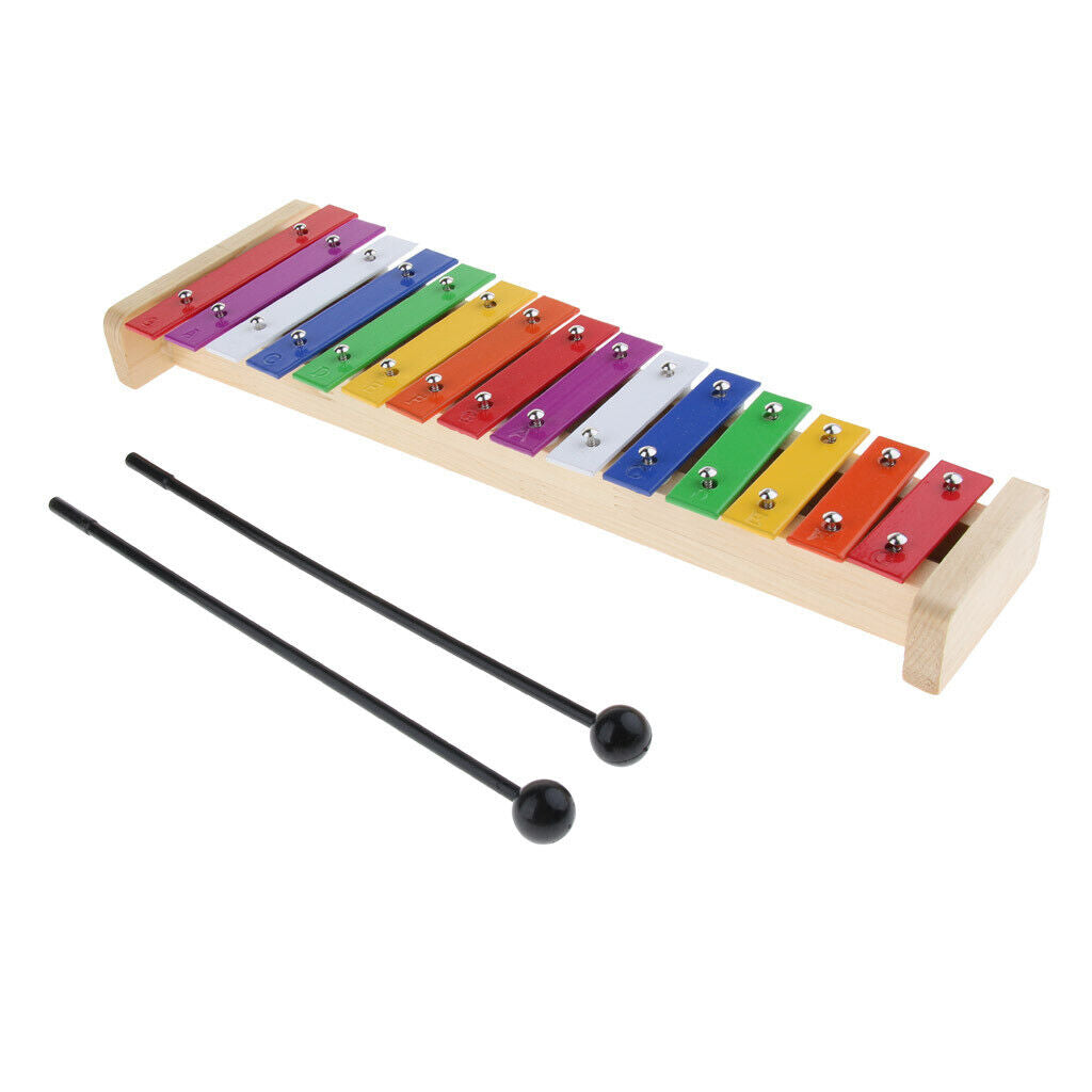 Wooden 15 Notes Xylophone  Percussion with Mallets for Children Music